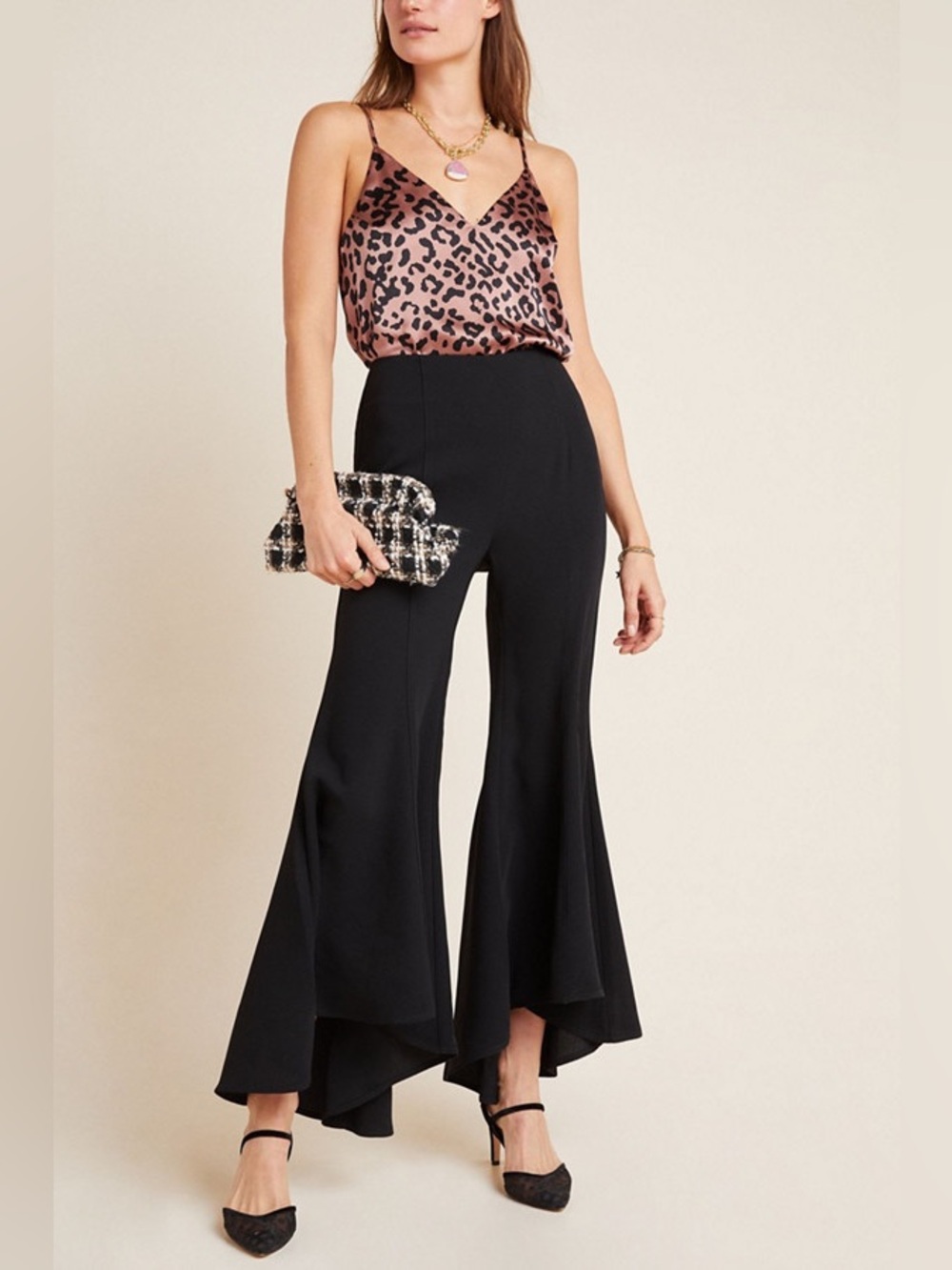 Anthropologie Black Wide Leg Flare Pants